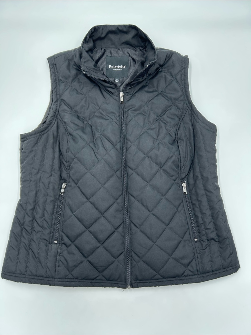 Relativity Diamond-Quilted Packable Vest - Black 1X